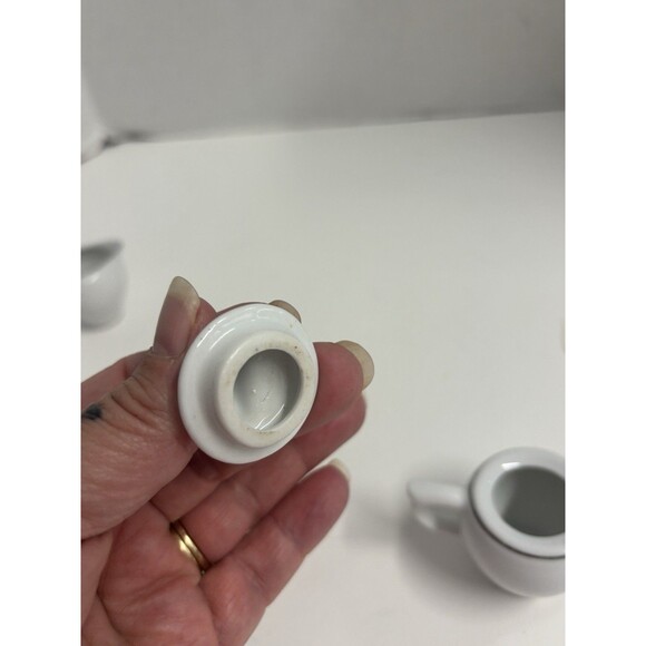 11 Piece Ceramic Tea set Playtime Tea Time White Silver Glossy - Picture 10 of 11